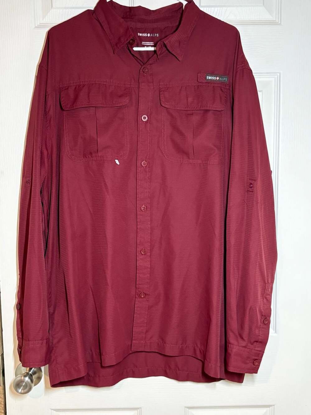 Swiss Alps Long Sleeve Hiking Shirt Size XL Burgundy
